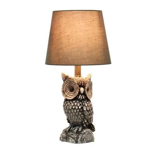 Simple Designs&trade; 20" Brown and White Owl Table Lamp with Shade Green Shade {3}