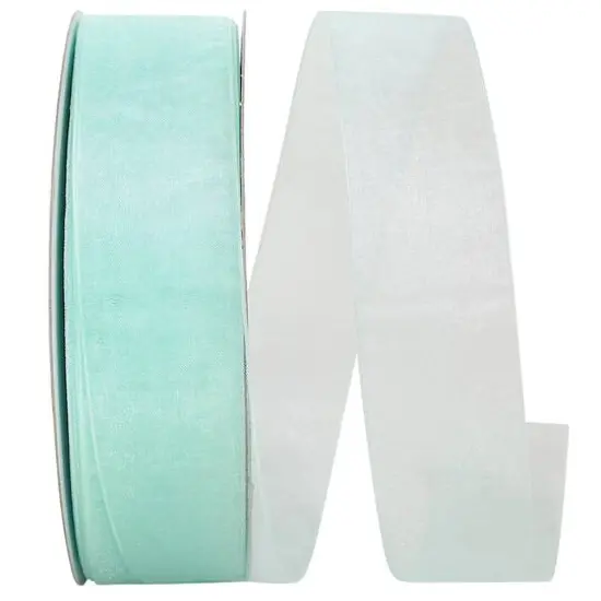 JAM Paper 1.5" x 100yd. Sheer Chiffon Mono Ribbon Aqua {1}