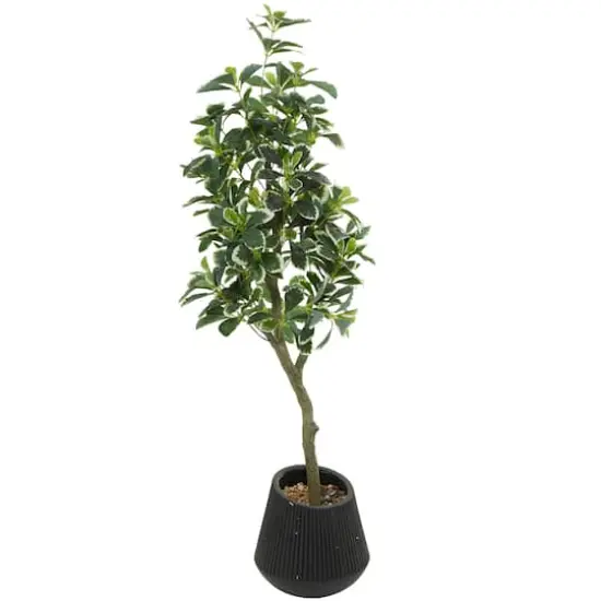 49" Green Faux Foliage Eucalyptus Artificial Tree With Black Porcelain Pot {3}