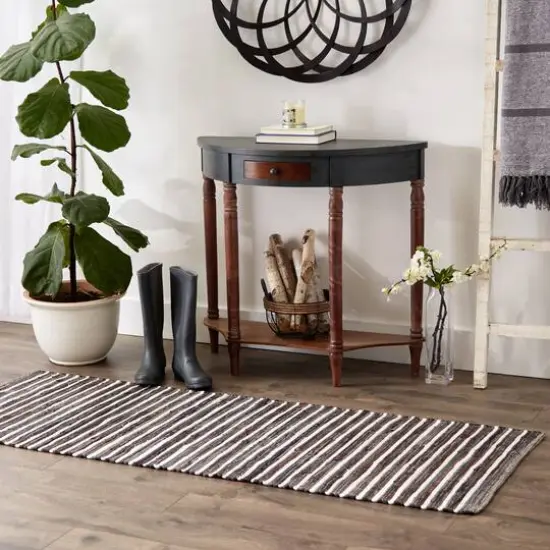 DII&reg; Slim Stripe Cotton Chindi Rug, 2ft. x 6ft. Dark Brown {4}
