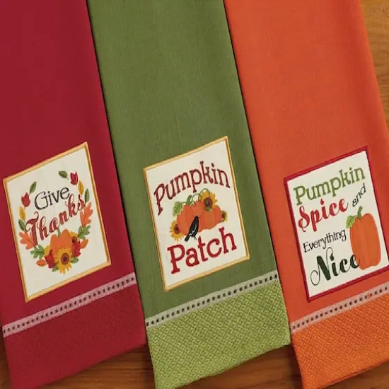 DII&reg; Assorted Country Pumpkin Embroidered Dishtowel Set {5}