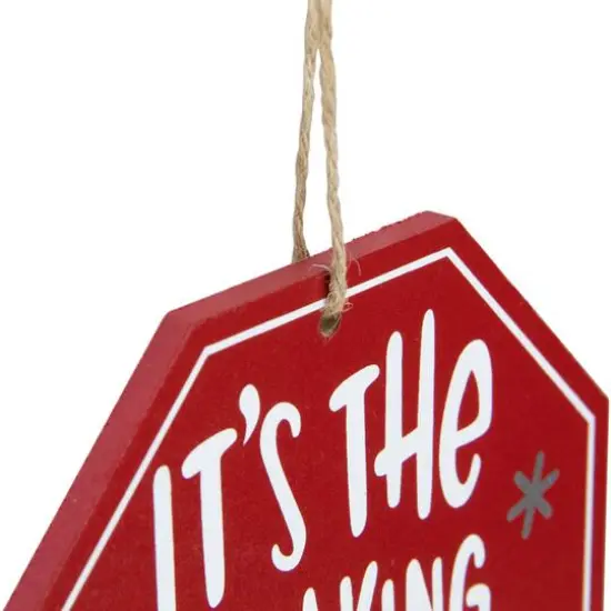 5" Red Octagonal It's the Freaking Season Wooden Sign Christmas Ornament {6}