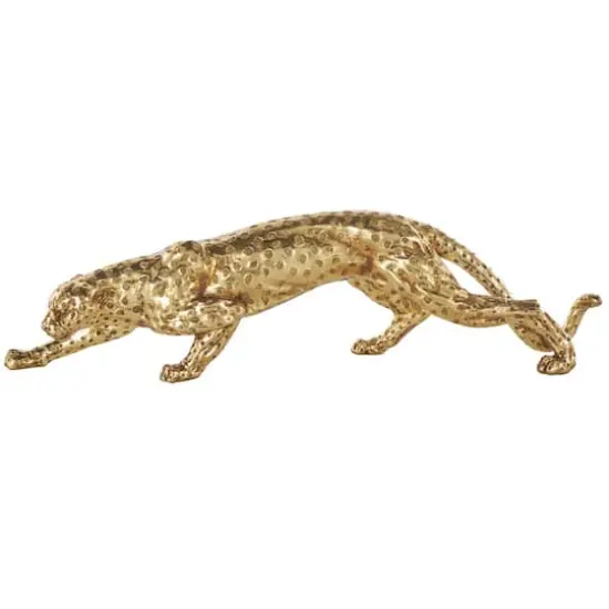 25.5" Gold Leopard Sculpture with Textured Spots {1}