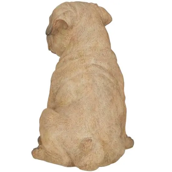 15" Light Brown Polystone Pug Sculpture {6}