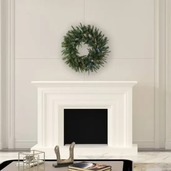 30" Pre-Lit Cashmere Christmas Wreath, Multicolor LED Lights {3}