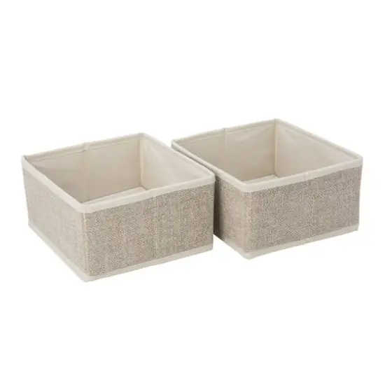 Simplify Faux Jute Medium Square Compartment Drawer Organizer, 2ct. {1}