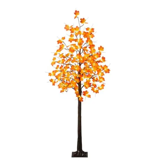 6ft. Pre-Lit Minimalist Autumn Maple Artificial Fall Tree with 120 Warm White LED Lights {1}