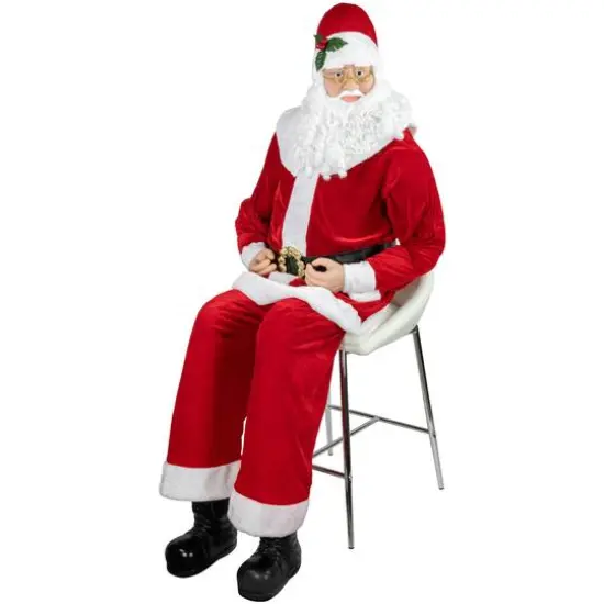 6ft. Life-Size Plush Santa Claus Standing or Sitting Christmas Figure {9}
