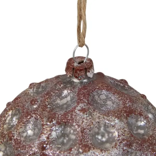 3.5" Silver Mercury Distressed Glass Ball Ornament {6}