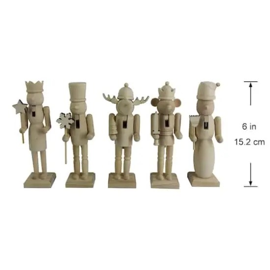 6" Whimsical 5 Piece DIY Pinewood Nutcracker Set by Make Market&reg; {5}