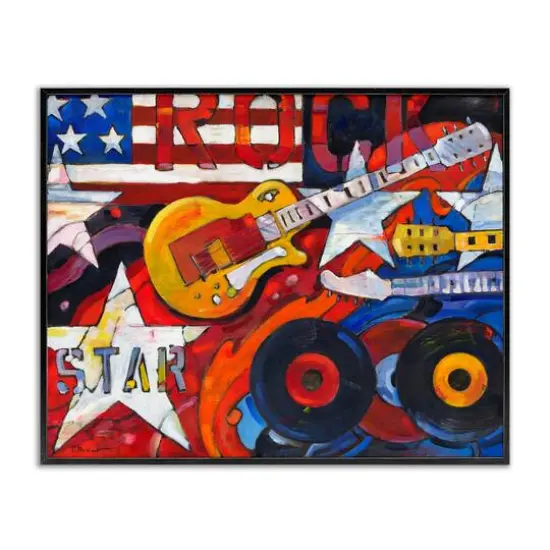 Stupell Industries Rockstar Americana Music Tribute Framed Giclee Art Black {1}