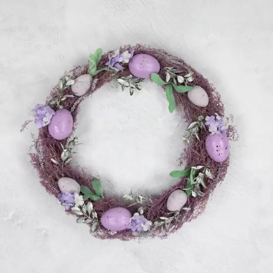 12" Lavender Speckled Egg Twig Wreath {4}