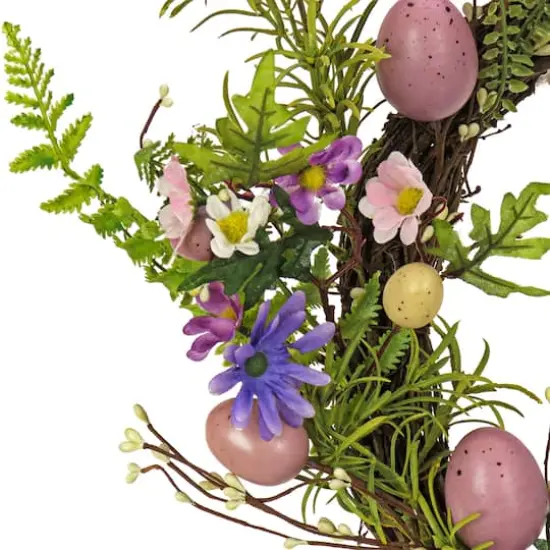 22" Pink Eggs, Flowers & Ferns Wreath {4}