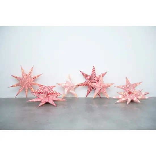 Hello Honey&reg; 24" Red LED Paper Star Ornaments Set {5}