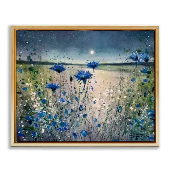 Stupell Industries Moon over Blooming Flowers Floater Framed Art Gold {1}