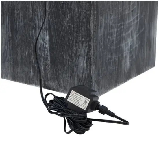 42" Dark Gray Metal Whitewashed Elevated Pillar Fountain with Round Copper Pots {4}