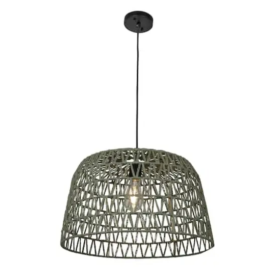 Hello Honey&reg; 19.5" Boho Open Weave Metal and Paper Rope Ceiling Light Olive Green {1}