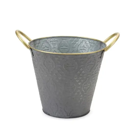 Metal Aztec Pail Planter Set {4}