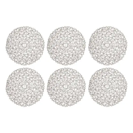 DII&reg; Woven Paper Round Placemats, 6ct. Silver {2}