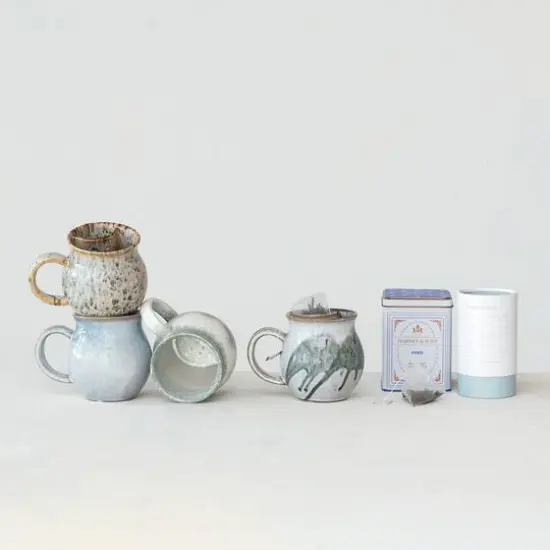 Hello Honey&reg; Artisanal Stoneware Mug with Integrated Teabag Holder Set {5}