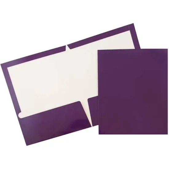 JAM Paper Laminated 2-Pocket Glossy Folders, 6ct. Purple {1}