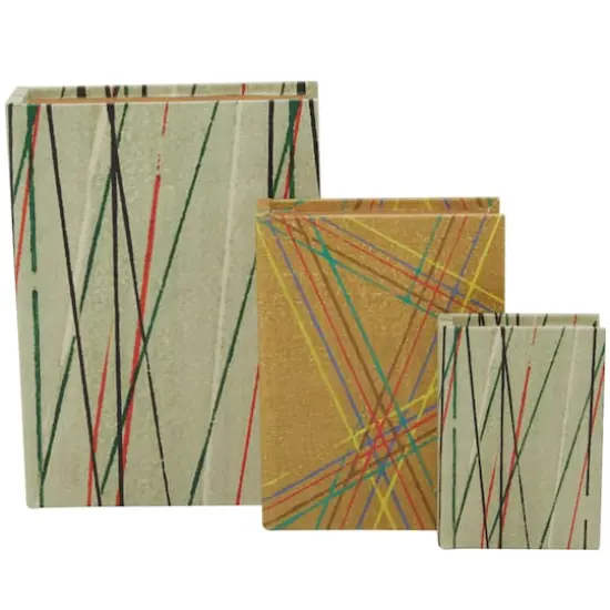 Line Print Faux Leather Faux Book Box with Varying Patterns Set {3}