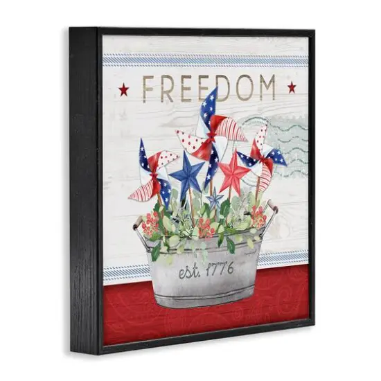 Stupell Industries Freedom Americana Floral Pinwheels Framed Giclee Art Black {4}