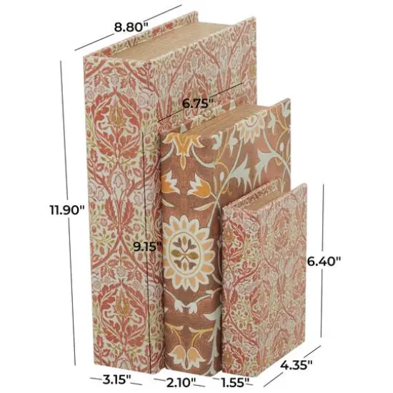 Orange Floral Faux Leather Faux Book Box Set {8}