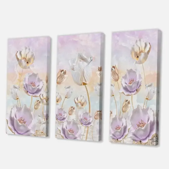 Designart - Blossoming Flowers In Pastel Tones - Traditional Canvas Wall Art Print {1}