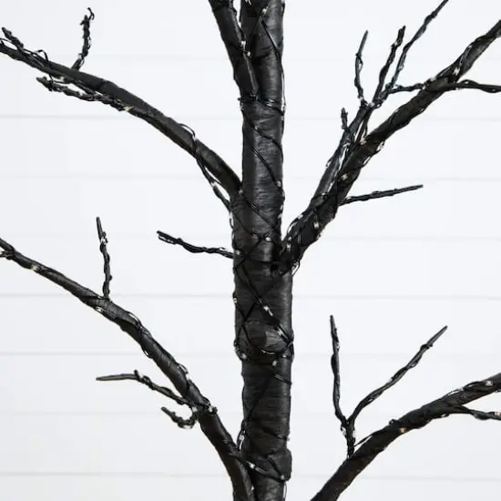5ft. Pre-Lit Artificial Halloween Twig Tree with 360 Orange & Purple LED Lights {4}