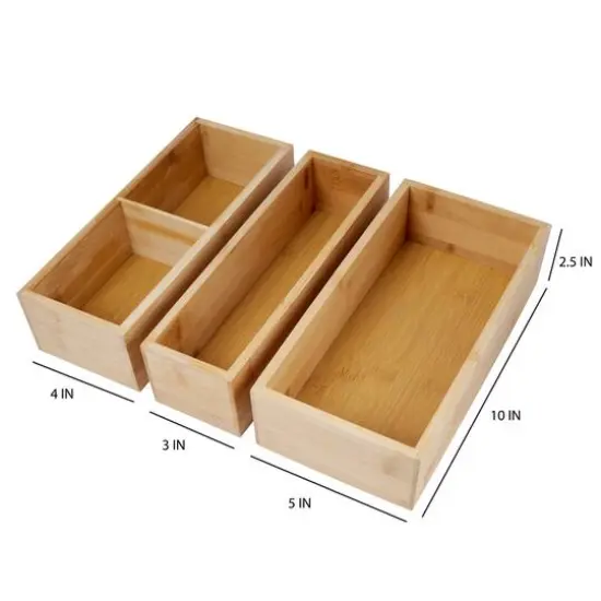 Kitchen Details 4-Compartment Bamboo Drawer Organizer Set {5}