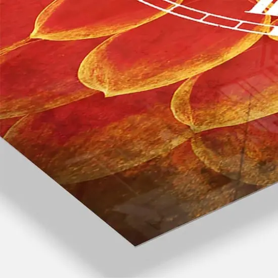 Designart Abstract Orange Flower Design Multipanel Wall Clock {4}