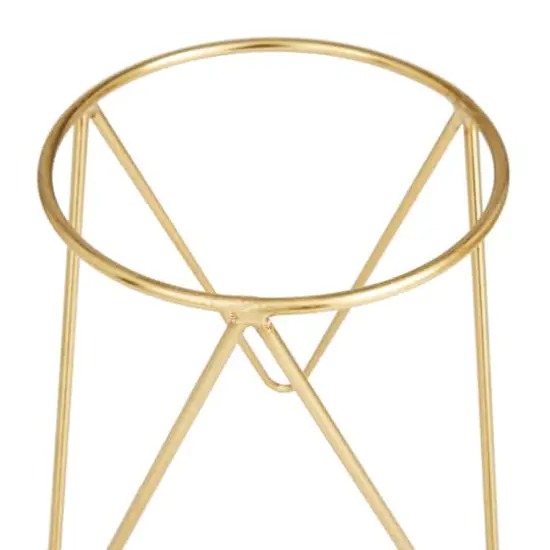 Set of 2 Gold Iron Modern Planter, 10" x 7" x 7" {5}