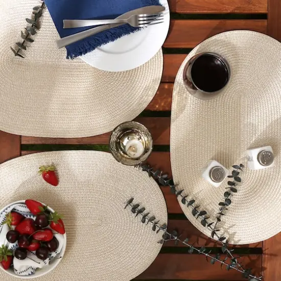 DII&reg; Oval Plastic Woven Placemats, 6ct. Natural {5}