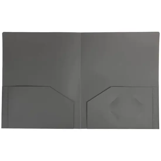 JAM Paper Heavy Duty Plastic 2-Pocket Folders, 6ct. Gray {4}