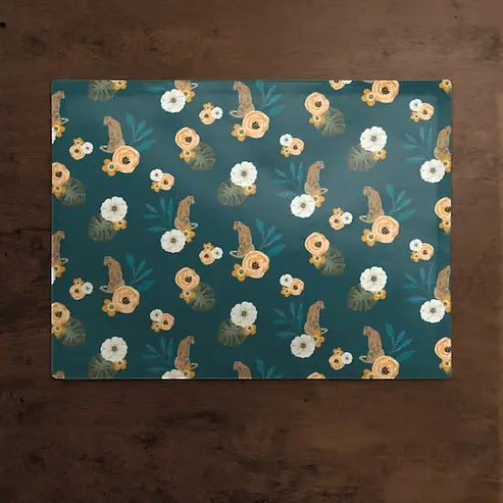 Tropical Jag Cotton Twill Placemat Teal {3}