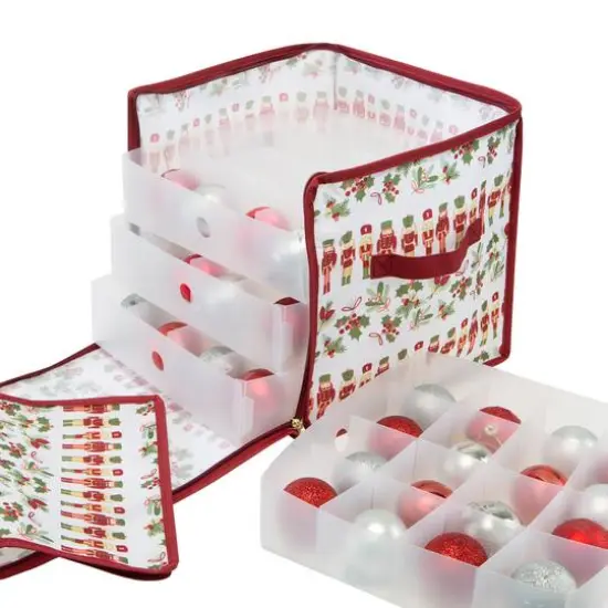 Laura Ashley Nutcracker Print Stackable Christmas Ornament Storage Box {5}