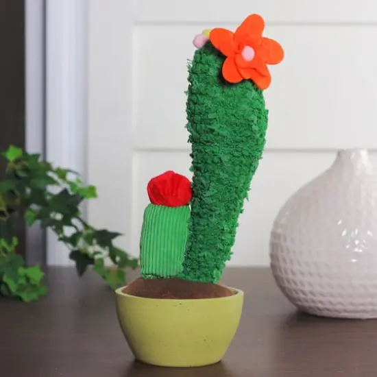 12" Mixed Plush Cactus Plant in Faux Ceramic Pot {5}