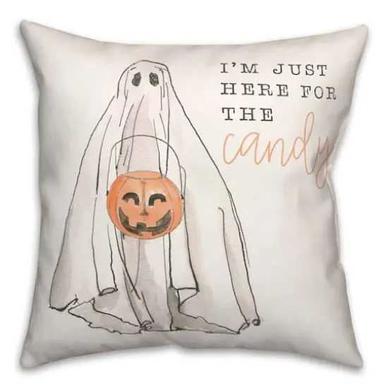 Just Here For Candy Ghost Throw Pillow {1}