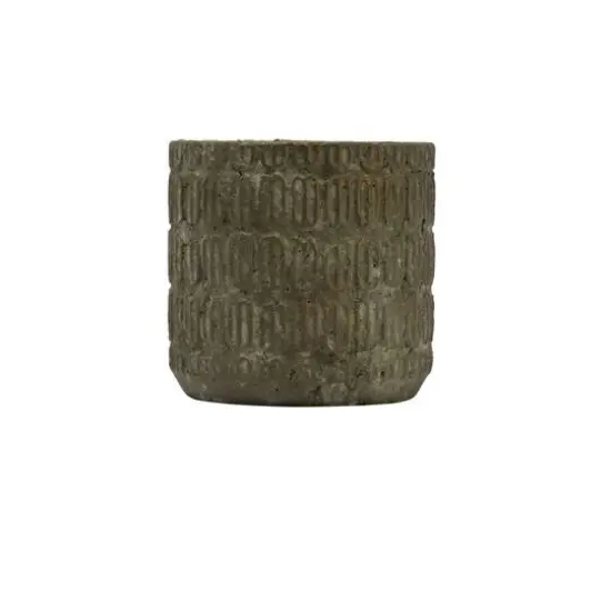 Hello Honey&reg; 7" Distressed Black Debossed Cement Planter {4}