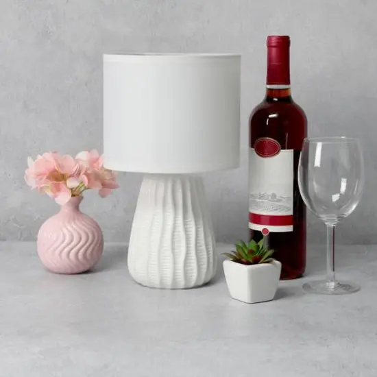 Simple Designs 11" Mini Ceramic Pastel Table Lamp Off White {6}