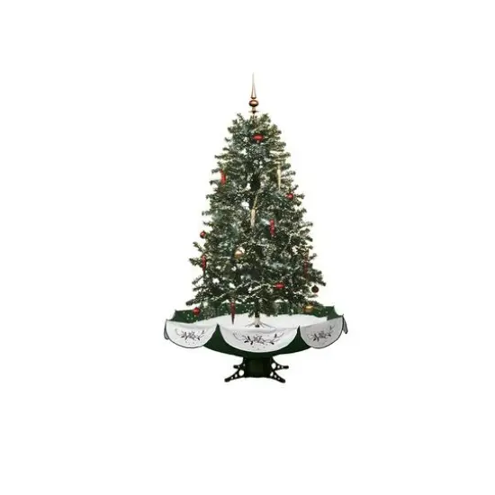 5.5ft. Pre-Lit Medium Musical Snowing Artificial Christmas Tree with Umbrella Base, Blue LED Lights {6}