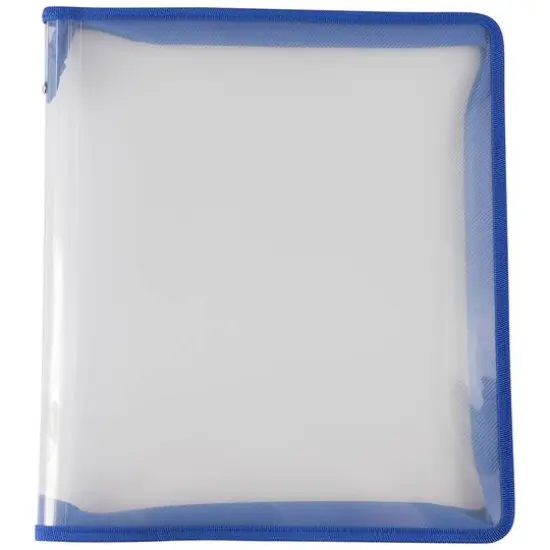 JAM Paper Blue Plastic Portfolio with Zip Closure {3}