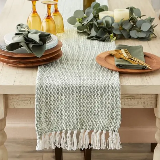 DII&reg; 108" Woven Fringed Table Runner Artichoke {5}