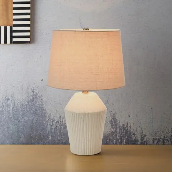 Hello Honey&reg; 21" Round Stoneware Desk Lamp White {5}