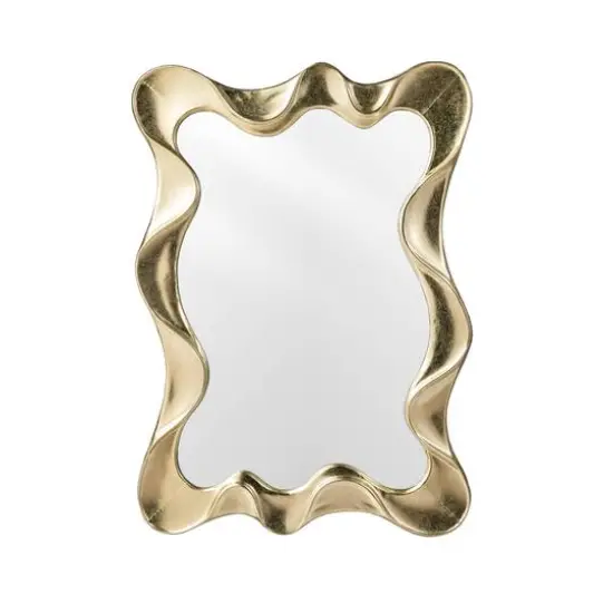Glitzhome&reg; 34.25" Modern Gold Foil Metal Frame Wavy Wall Mirror {1}