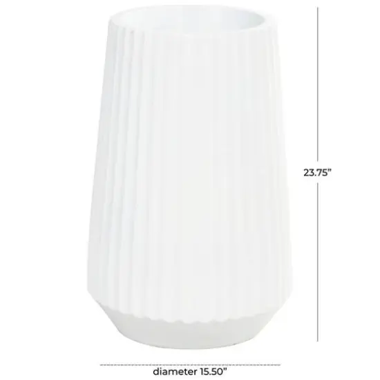 Large White Ribbed Resin Floor Vase {5}