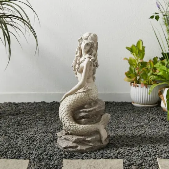 Glitzhome&reg; 20" MGO Mermaid Garden Statue {5}