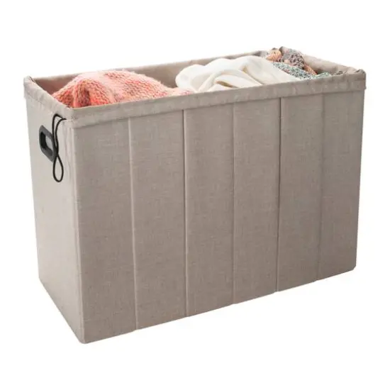Simplify Natural Collapsible Flip Top Hamper Ottoman {10}