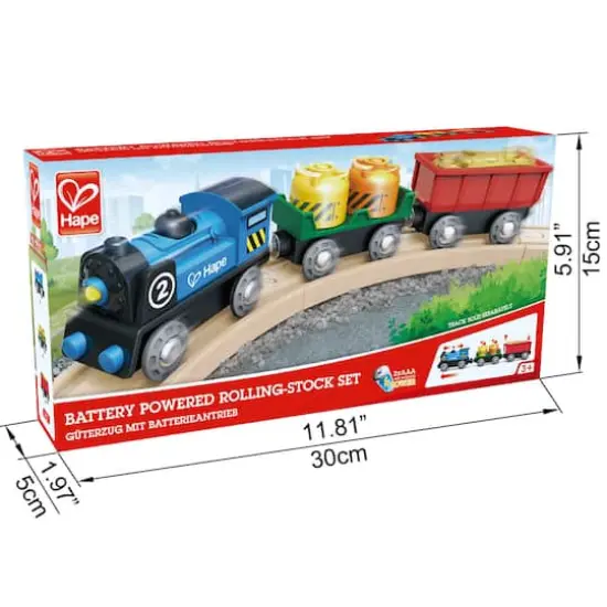 Hape Battery Powered Rolling-Stock Colorful Wooden Train Set {3}